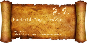 Hortolányi Irén névjegykártya